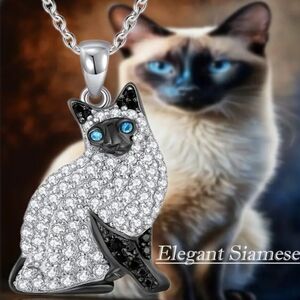 STERLING SIAMESE KITTEN PENDANT/ 24 INCH ADJUST CHAIN